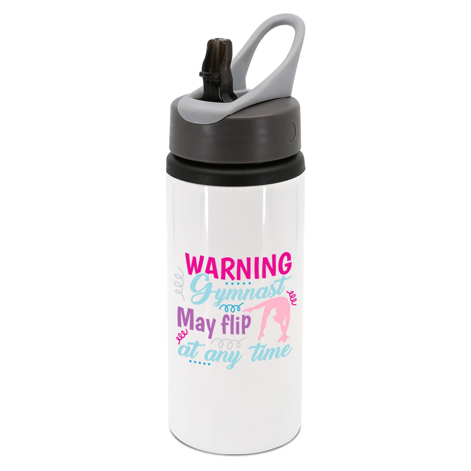New Spirit Original Pink Warning, Gymnast, May Flip At Any Time Water Bottle With Handle, Drinks Bottle, Drinks Cup, Water Cup, Bottle, Gymnastics, Tumble, Handstand, Flexible, Gymnastics Accessories