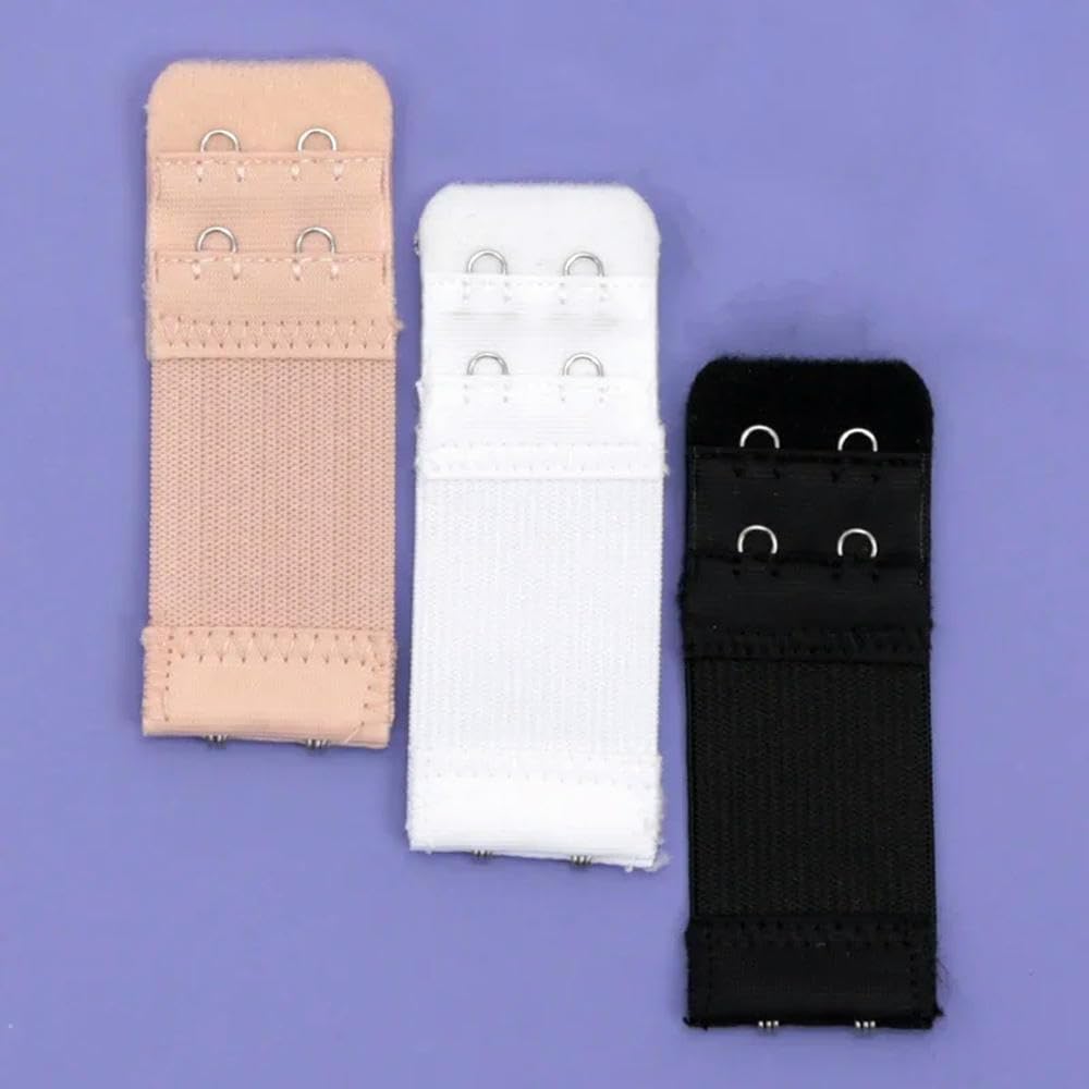 LIUXIN 3Pc Women 2 Rows 2 Hooks Bra Extension Strap Extenders Adjustable Belt Buckle Elastic Hook Clip Expander