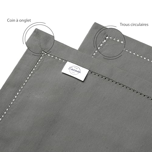 Set de table gris lavable en machine coton rectangulaire lot de 4