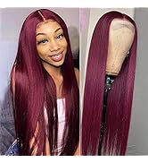 CHEETAHBEAUTY 99J Burgundy 4X4 HD Transparent Lace Front Wigs Human Hair Brazilian Virgin Straigh...