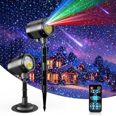 3 Color Christmas Laser Projector Lights Outdoor,Red Green Blue Halloween Projection Lights with RF Control,Waterproof Firefly Laser Light Show Holiday Decor for Party/Xmas/Garden/Home/New Year/Indoor