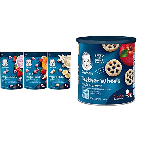 Gerber Baby Snacks Variety Pack (8 Count) | Teether Wheels (6 Count)