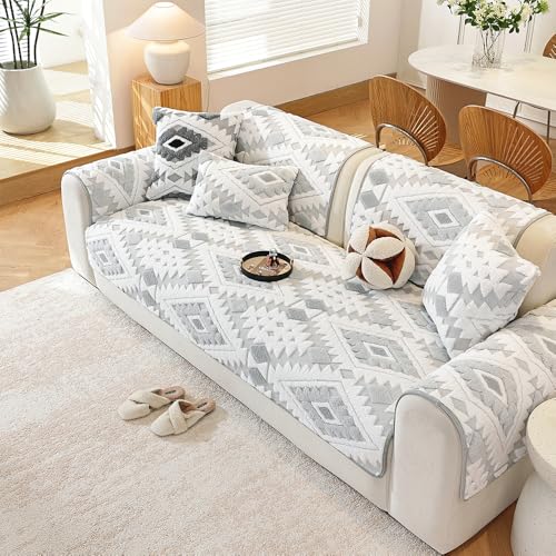 Copridivano lavabile antiscivolo morbido per divano a 1/2/3 posti, protezione spessa in pelliccia di cane, grigio chiaro, 70 x 70 cm, perfetto per l'arredamento della casa e proprietari di animali