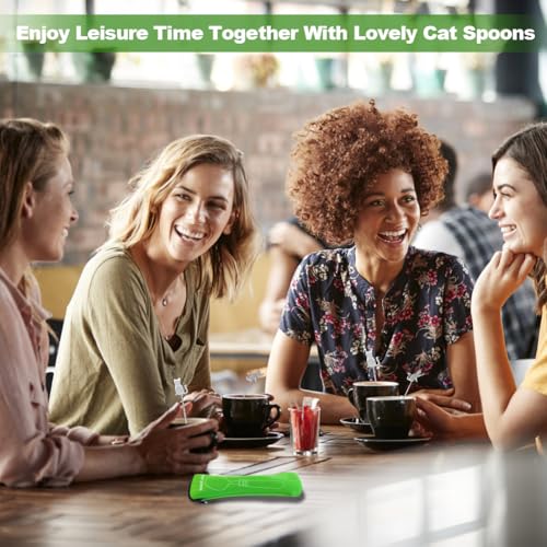 SwirlColor Dessert Spoons 4pcs, Lovely Stainless Steel Cat Spoons Cute Coffee Ice Cream Tea Cake Small Spoons with Cutlery Bag for Home Camping Picnic - Image 2