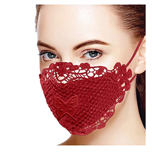 5Pcs Lace Face_Masks Washable Reusables Cloth Fabric For Women,Adult Oudoor Dustproof Face Covering Protection Fashion Balaclava #TOP2