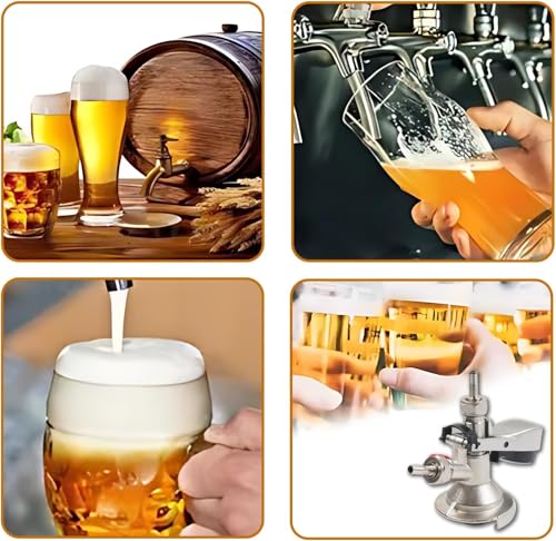 Hominas Kegverschluss Zapfkopf, G5/8 Gewinde Keg Zapfanlage Typ G Edelstahl Bierzapfhahn Brauen Fassbier Fasshähne für Hausbrauanlage Bars Restaurants Familienfeiern