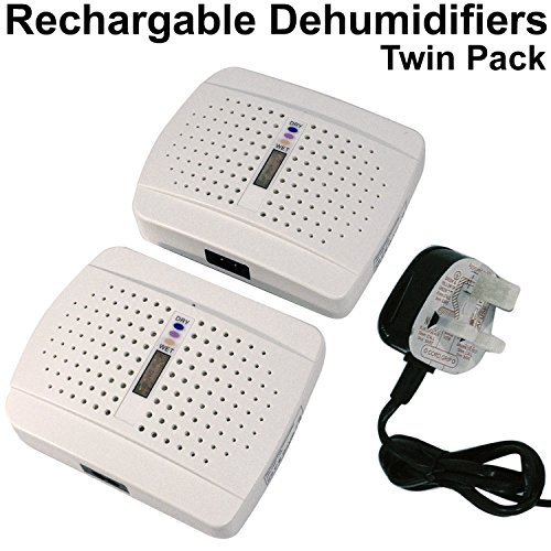 Loops Twin Pack (2x) Rechargeable & Re-usable Portable Moisture Absorbing Dehumidifier – Perfect for Removing Damp & Condensation from Homes, Caravans, Cars, Storage Units | Prevents Mould & Mildew