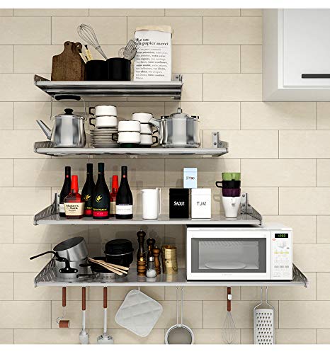 Funan Mountain Stainless Stell Wall Mount Shelf With Hooks 304 Bathroom Kitchen Commercial Shelf Rack Restaurant Bar Multifunctional Storage Shelf (10.63, 31.5) #TOP1
