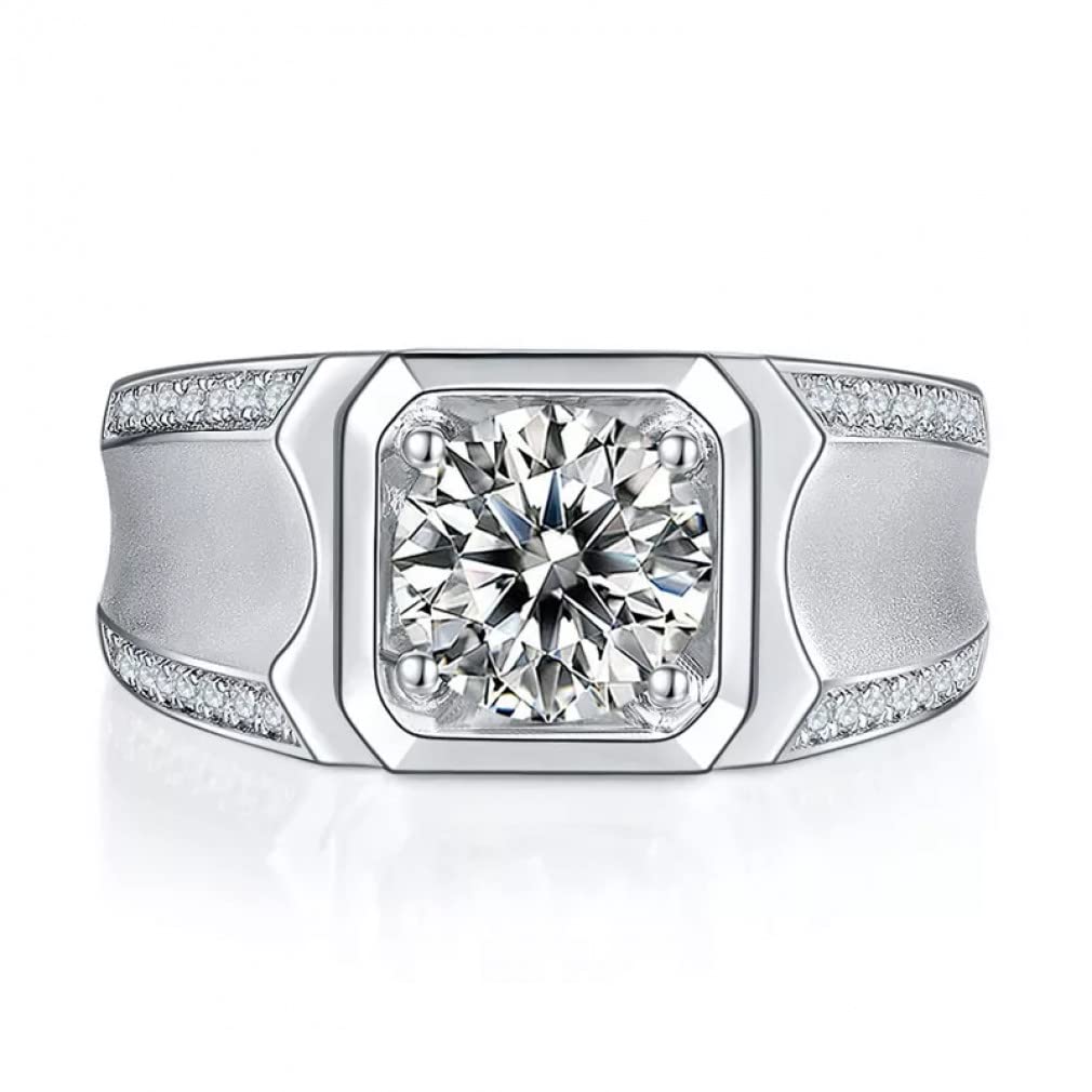 925 Sterling Silber D Farbe Moissanite Verlobungsdiamantringe für Männer Funkelnde Hochzeitsschmuck Geschenke