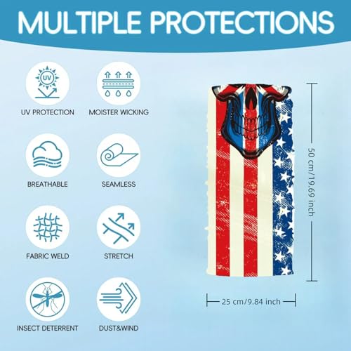 Image of Neck Gaiter Balaclava Bandana Face mask, Sun Wind protection, Cycling, Running, Hiking Sports, for Men & Women (Flag+Skull, 8)