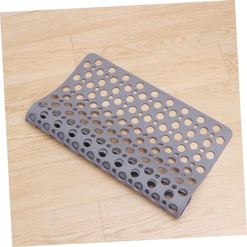 Tapis de bain antidérapant TPE gris avec ventouses de douche - 3