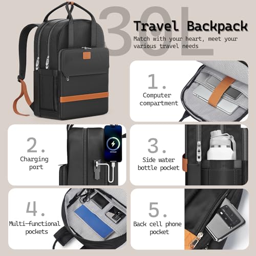 Image of Melalenia Suitcase Sets 6 Piece Hard Shell Carry on Luggage with Spinner Wheels and TSA Lock, Lightweight Travel Backpack for Women, Men, Black Brown