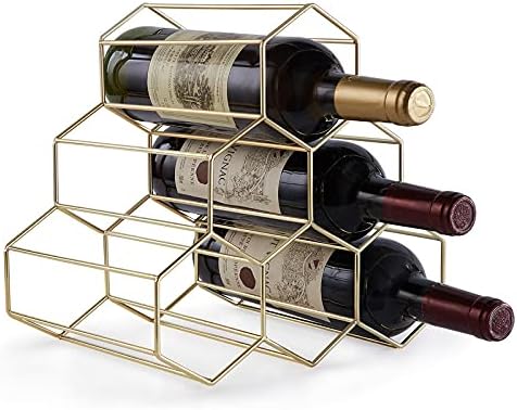 FOMANSH Countertop Wine Rack - 6 Bottle Holder for Wine Storage, Freestanding Wine Rack for Wine Cellar Bar Cabinet, Metal Tabletop Wine Holder with Modern Design ,Stand Wine Rack for Kitchen