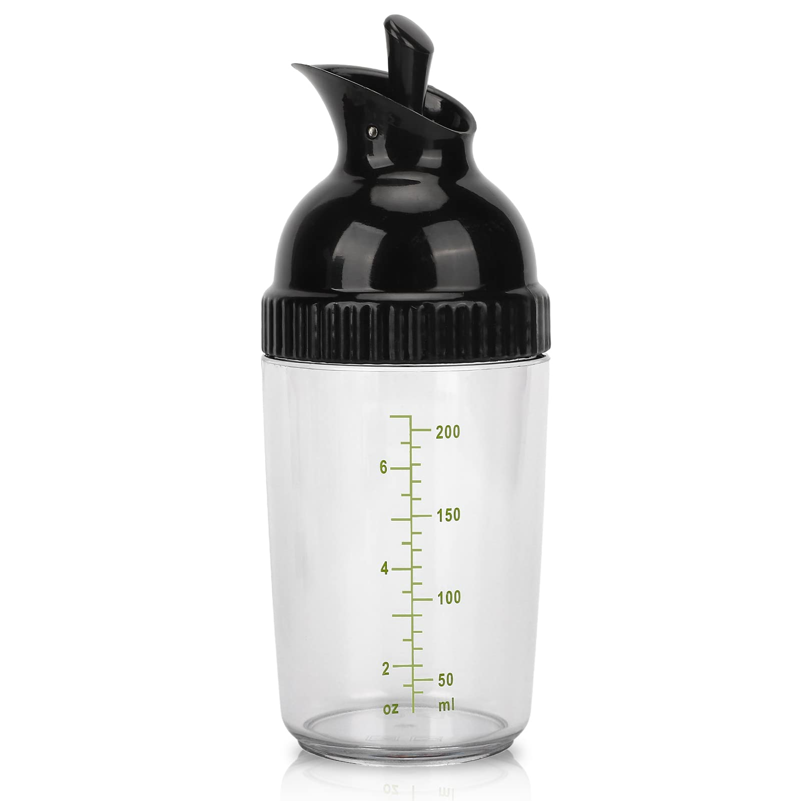 HERCHR Salad Dressing Shaker, 200ml Black, Ideal for Making, Mixing, Serving & Storing Dressings, Sauces, Leakproof, Dishwasher Safe