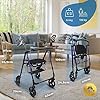 Mobiclinic®, Andador para adultos, Plegable, Ligero, De aluminio, Regulable patas y asiento, Con 4 ruedas, Marca española, Sujeta bastones, Cesta, Augusto, Azul #1