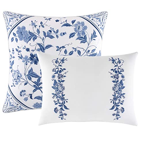 Laura Ashley – Queen Comforter Set, Reversible Floral Bedding with Matching Shams & Bonus Decorative Pillows, Medium Weight, 7-Piece, College Dorm Room Essentials (Elise Blue) by Laura Ashley - Image 7