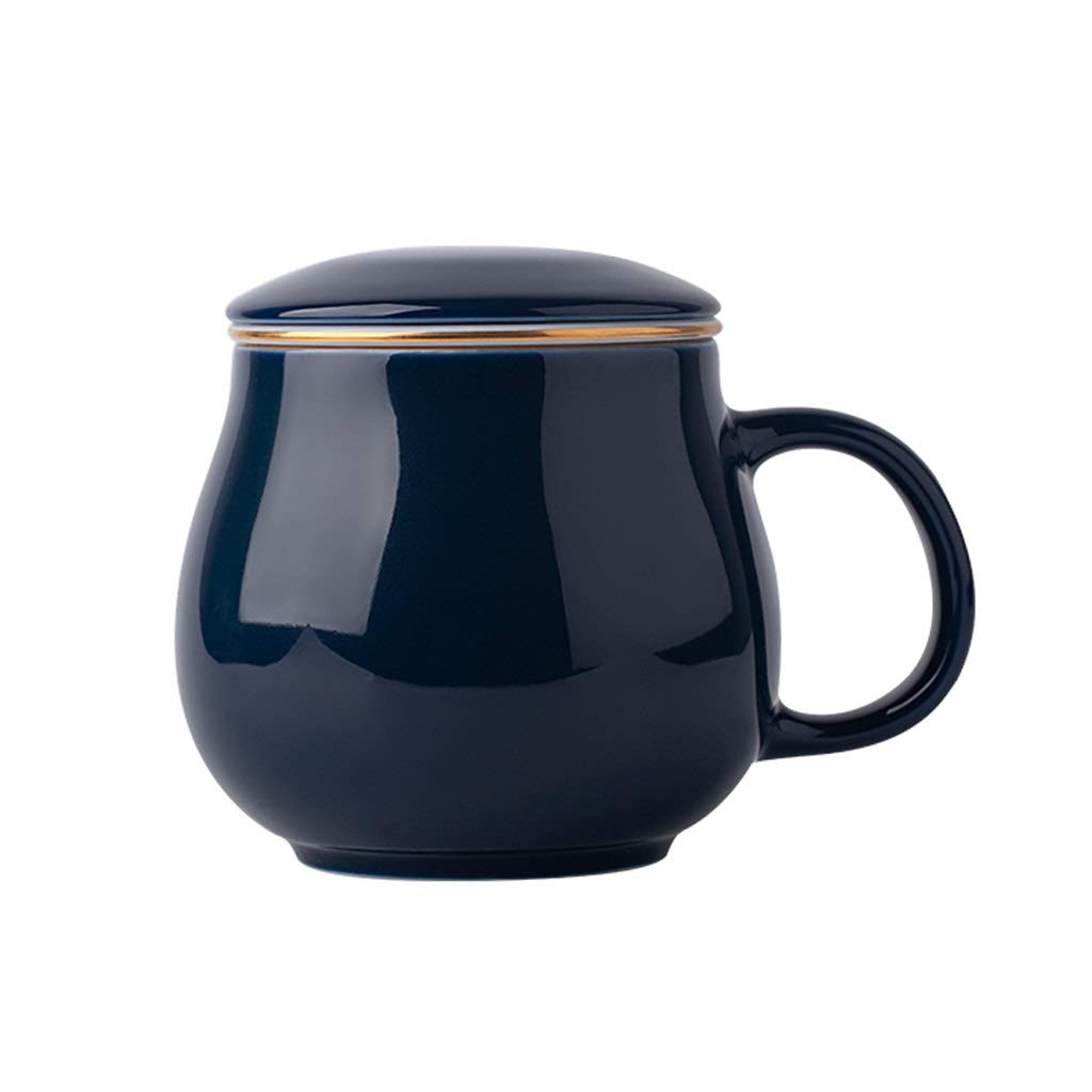 Keramik Becher Keramikbecher Glatte hochwertige Textur Glasur-Kapazität Becher mit Griff Brewing Kaffeetasse Exquisite tragbare Teetassen 340 ml Zuhause und Büro (Color : Black)