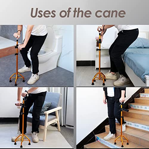 Regulowana Quad Cane z podwójnym uchwytem, aluminiowa laska dla osób starszych - zawiera 4 zapasowe podkładki pod stopy - zakres wysokości 71-94 cm