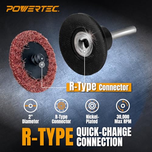 Image of POWERTEC 2-Inch R-Type Sanding Disc Holder, 1 /4 inch Shank Quick Change Pad Holder for Die Grinder, Power Drill & Rotary Tools - for Surface Conditioning, Polishing, Grinding & Rust Removal, 2PK (11404)