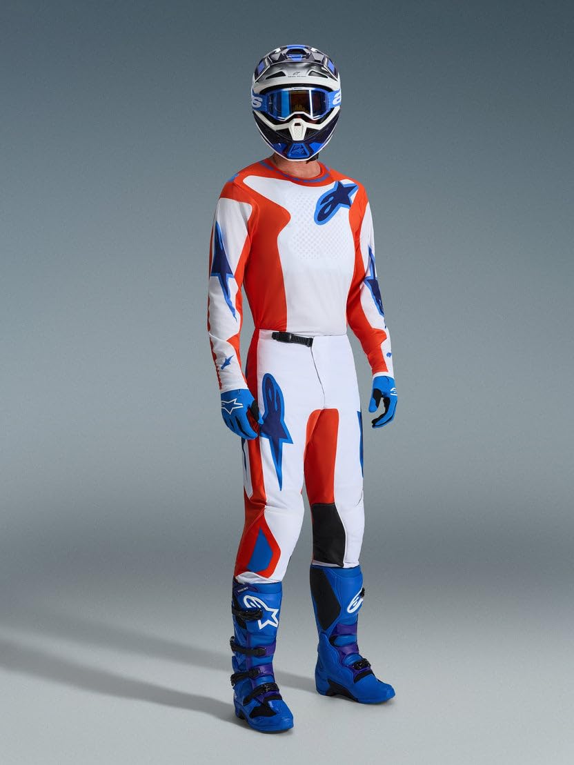Alpinestars Fluid Grid Pantaloni da motocross, arancione/blu, 36