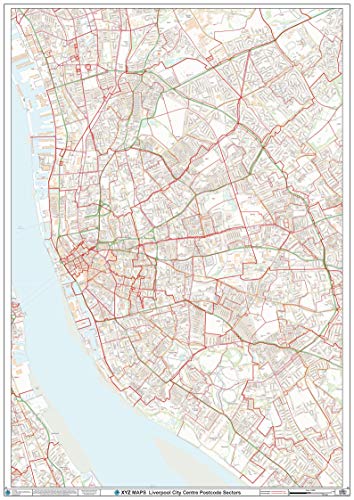 Liverpool City Centre Postcode Sector Wall Map (C2) - 33.25" x 47" Laminated