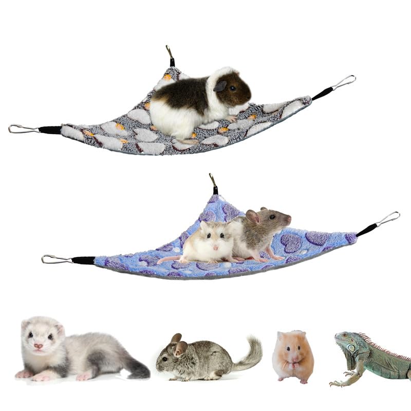GOMIBABY Pack of 2 Hanging Corner Hammock with Hooks for Ferrets, Rats, Guinea Pigs, Chinchillas, Hamsters, Hedgehogs, and Other Small Animals.,