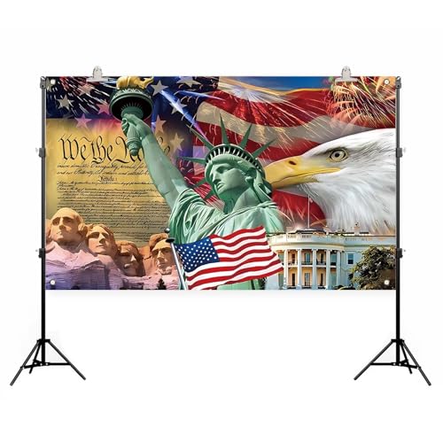 Image of Red White and Blue American Flag Eagle Backdrop Memorial Day Banner 4th of July Fourth of July Veterans Day Patriotic Party Decoration and Supplies for Home