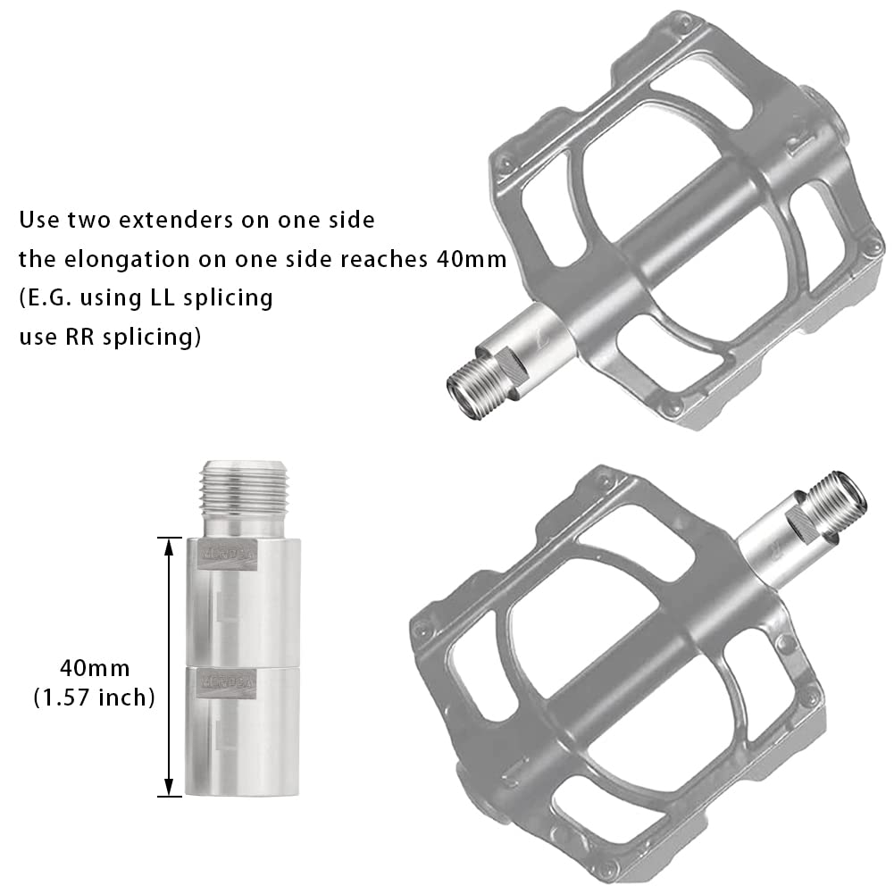 1 Paar Fahrradpedal-Extender, Chrom-Molybdän-Stahl, Pedaladapter, passend für 9/16 Zoll Gewindepedale, Fahrradverlängerung, um 20 mm (0,79 Zoll) CNC-Bearbeitung Fahrradpedalzubehör
