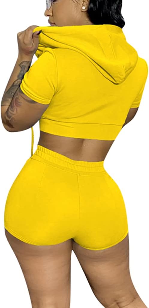 Mrskoala Women's 2 Piece Outfits Summer Bodycon Short Pants Workout Sets - Image 2