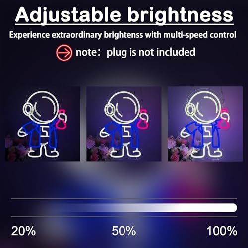 Image of Astronaut Neon Sign with Flask LED Neon Lights for Wall Decor, Classroom, Science Room, Bedroom, Lab Decor, Game Room, Space Theme Party Decoration, Neon Light Sign for Home and Bar