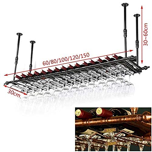 Casier à vin plafond avec rack réglable et porte-bouteilles suspendu rétro - 2