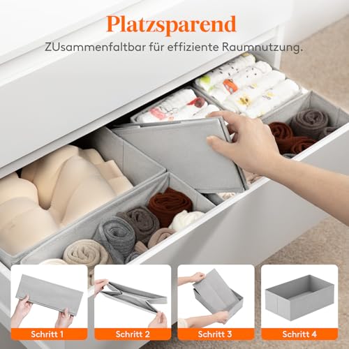 Lifewit 8 er Set Schubladen Organizer, Schrank Kleiderschrank Organizer Wickeltisch Schubladen Ordnungssystem für Garderobe Schlafzimmer für Kleidung, Kinderkleidung, Socken, Unterwäsche, Grau