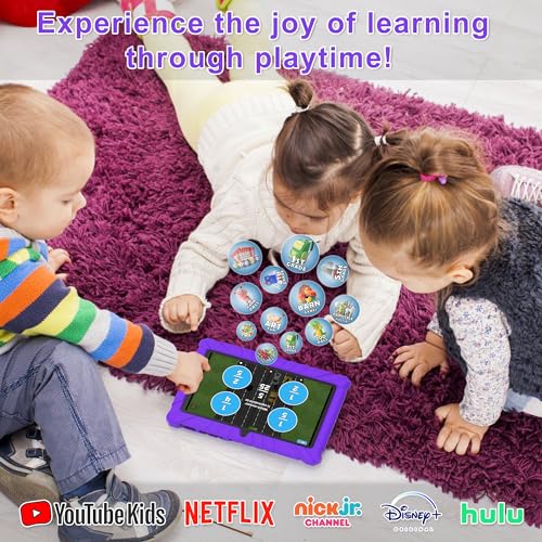 Image of Contixo 7 inch Kids Tablet - V8 Tablet for Kids and Sleeve Bag Bundle, Age 3-7, Learning Tablet for Children with Teacher's Approved Apps, 32GB, Android 11, Parental Controls - Purple (Girls)