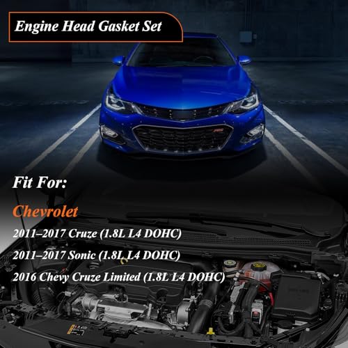 Image of Engine Head Gasket Kit with Bolts for 2011-2017 Chevy Cruze Sonic 1.8L L4, 2016 Cruze Limited Replaces# HGS345 HS26516PT HS26516PT1 HS54702A