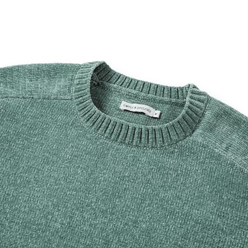 Image of Simple&Opulence Women's Chenille Sweater Crewneck Long Sleeve Pullover Ribbed Cuff Hem Round Neck Jumper Tops
