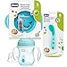 CHICCO Beikoststart - Set di 3 piatti per imparare a mangiare, piatti termici, cucchiaio angolato, bicchiere per imparare a bere con beccuccio in silicone super morbido, 200 ml, senza BPA