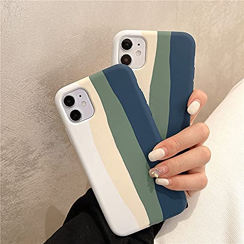 Image of M Cart Case Liquid Silicone Case Cover Gel Rubber Full Body Protection Shockproof Case Cover Compatible with iPhone 12 Cases /iPhone 12 /12 Pro (2020) 6.1 inch (Rainbow White)