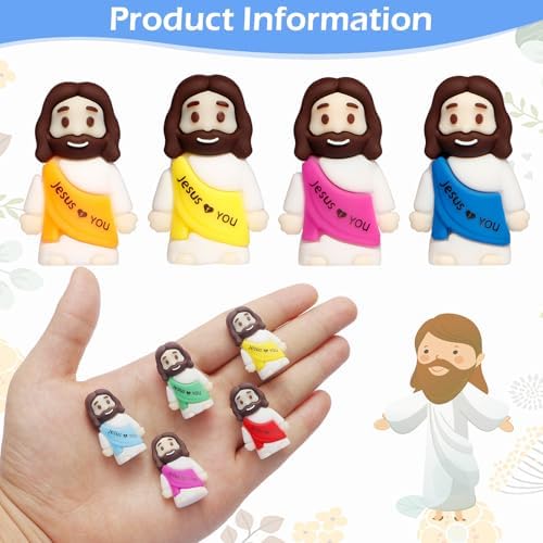 ajabavbd 40PCS Little Jesus Figures, 10 Color Tiny Jesus Figurines in Bulk, Mini Jesus Figure Religious Gifts, Christian Mothers Day Teacher Appreciation Gifts for Kids Women Mom (40PCS)