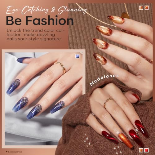 Image of modelones Cat Eye Gel Nail Polish Set 28 Colors Primer & 3pcs Top Base Coat