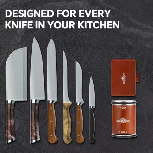 Image of The Innovative Knife Sharpener - Patented Multi-Angle Premium Rolling Knife Sharpener with Extra Replacement Head for Chef's, Fruit, and All Steel Knives (Brown)