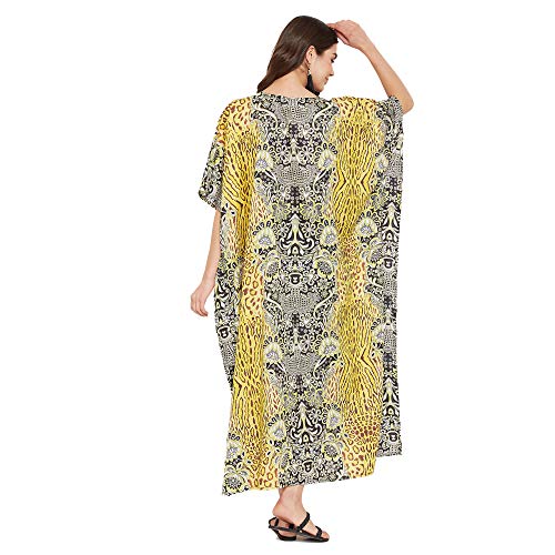 Image of Oussum Women Kaftan Plus Size Polyester Summer Lightweight Caftan Swimsuit Cover Ups Maxi African Mumu Lounge House Dress