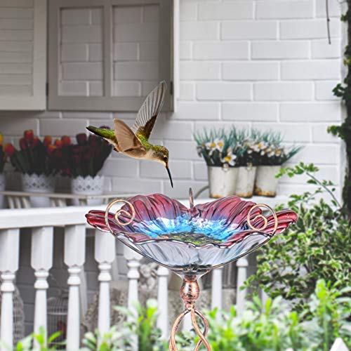 Image of MUMTOP Glass Birdbath Birdfeeder with Metal Stake Garden Yard Outdoor