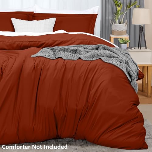Utopia Bedding Duvet Cover Queen Size - 3 Piece with Zipper Closure - 1 Comforter Cover 90X90 Inches & 2 Pillow Shams 20X26 Inches (Orange) Comforter Not Included