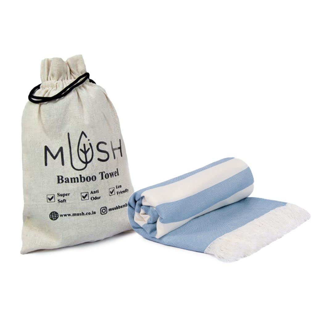 Mush 100% Bamboo Light Weight & Ultra-Compact Turkish Towel Super Soft, Absorbent, Quick Dry,Anti-Odor Bamboo Towel For Bath,Travel,Gym, Swim And Workout (1, Muted Blue) - 250 Tc (B0BYJTYZ98) Amazon Price History, Amazon Price Tracker