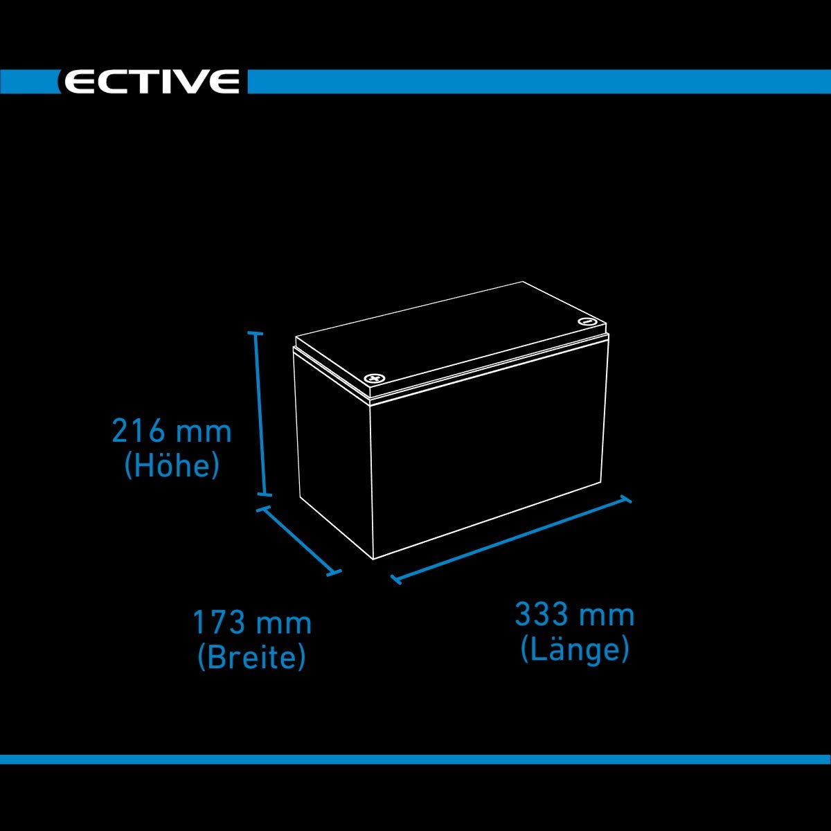 ECTIVE - AGM DC115S 12V 115Ah - Deep Cycle Versorgungsbatterie mit LCD-Anzeige wartungsfrei - VRLA Aufbaubatterie für Boote, Van, Wohnmobil, Camper