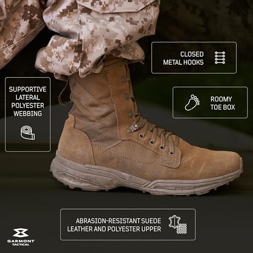 GARMONT TACTICAL T8 NFS 670 Military Combat Boots for Men and Women, Army, Air Force, AR670-1 Compliant Footwear, Lightweight, Suede Leather, Coyote, Size 12.54