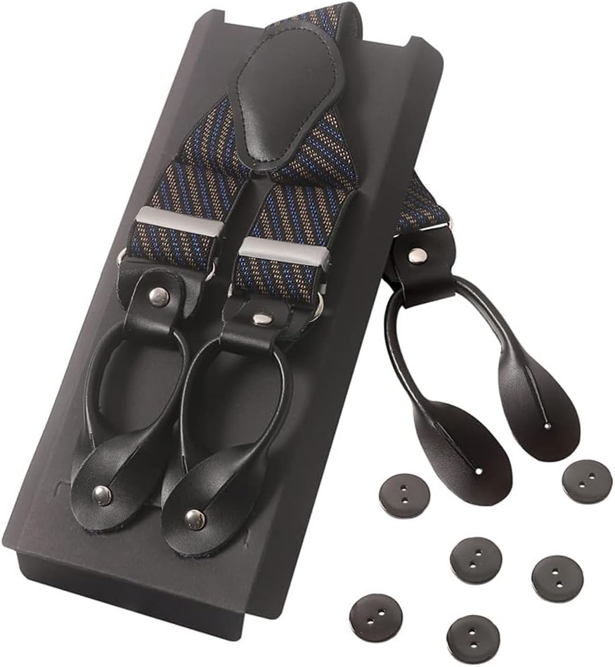 Leather Suspenders Men Button Pant Braces Male Wedding Unisex Wear