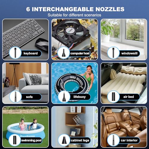 DOWYLIK Compressed Air Duster - 150,000RPM Compressed Air, Brushless Motor Electric Air Duster for Computer, Rotary Adjustable No Canned Air, Rechargeable Mini Air Blower for Electronics, Home, Car - Image 7