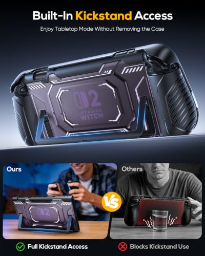 Image of FASTSNAIL Switch 2 Protective Case, Switch 2 Cover with Dockable TPU Middle Frame, Non-Slip Ergonomic Grip for Joycon 2, Anti-Scratch PC Front Cover with 12 Game Card Slots for Switch2 - Light Purple