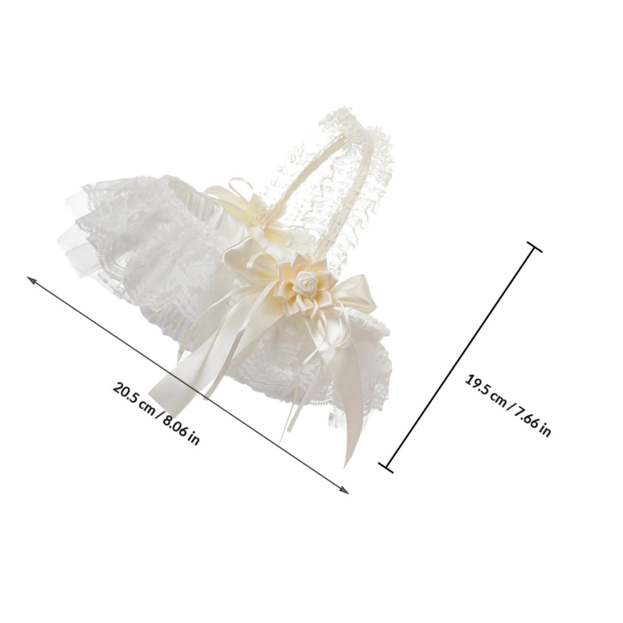 Operitacx Eleganter Rustikaler Hochzeitsblütenkorb mit Spitze und Henkel Leichter Gewebe Blumenmädchenkorb für Party und Feier Kleines Körbchen für Blumenmädchen